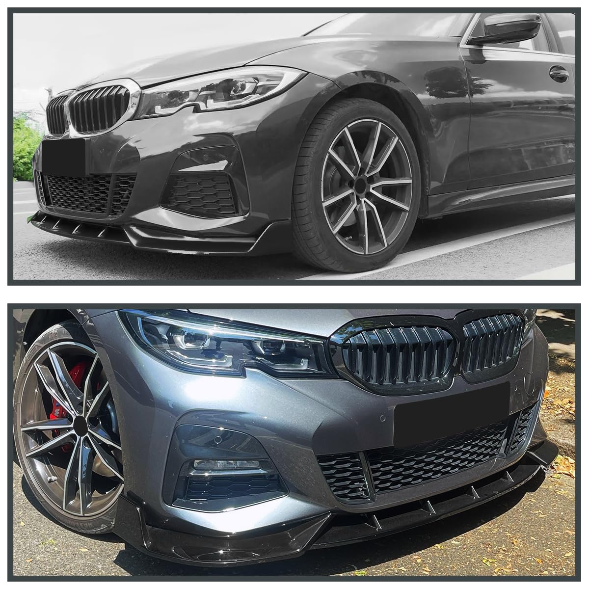 Glossy Black Spec-D Tuning Front Bumper Lip Spoiler Splitter Kit 3PC Compatible with 2019-2022 BMW 3 Series G20