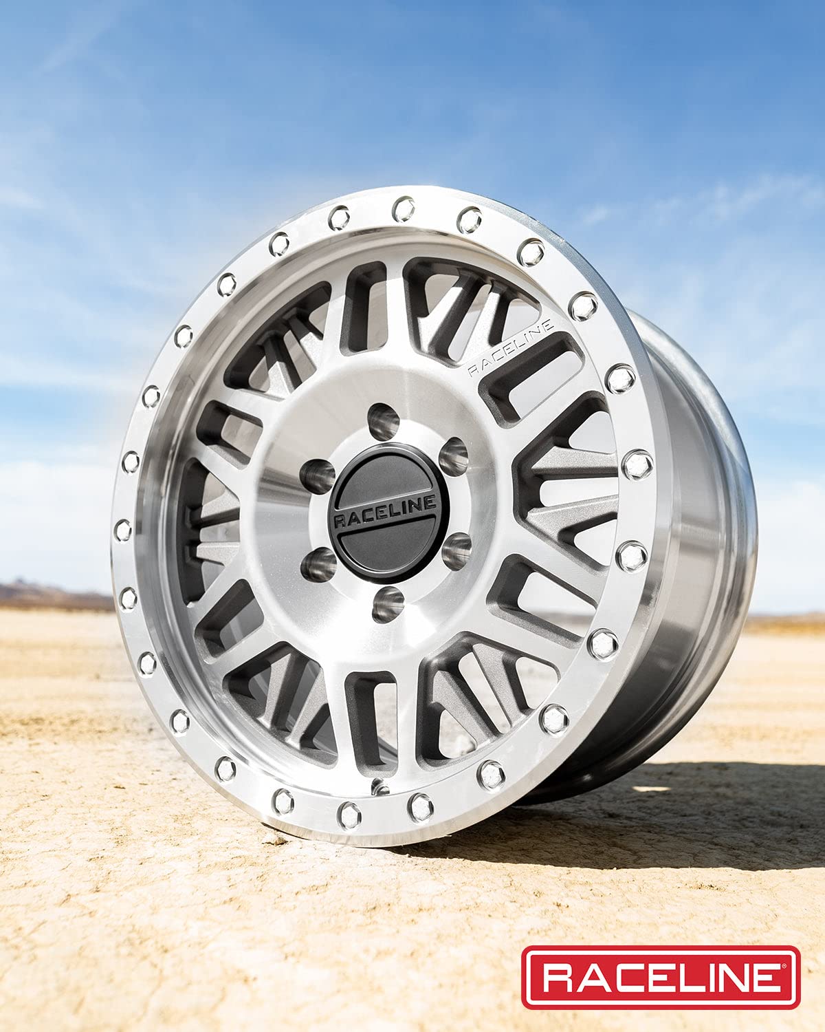 Raceline 951MC RYNO Wheels Machined Cc 17X9"5X127 Bolt Pattern -12mm Offset/(4.53"B/S) 6 Spoke Mesh Aluminum Passenger Car Wheels, Full Size Replacement Chrome Car Rims