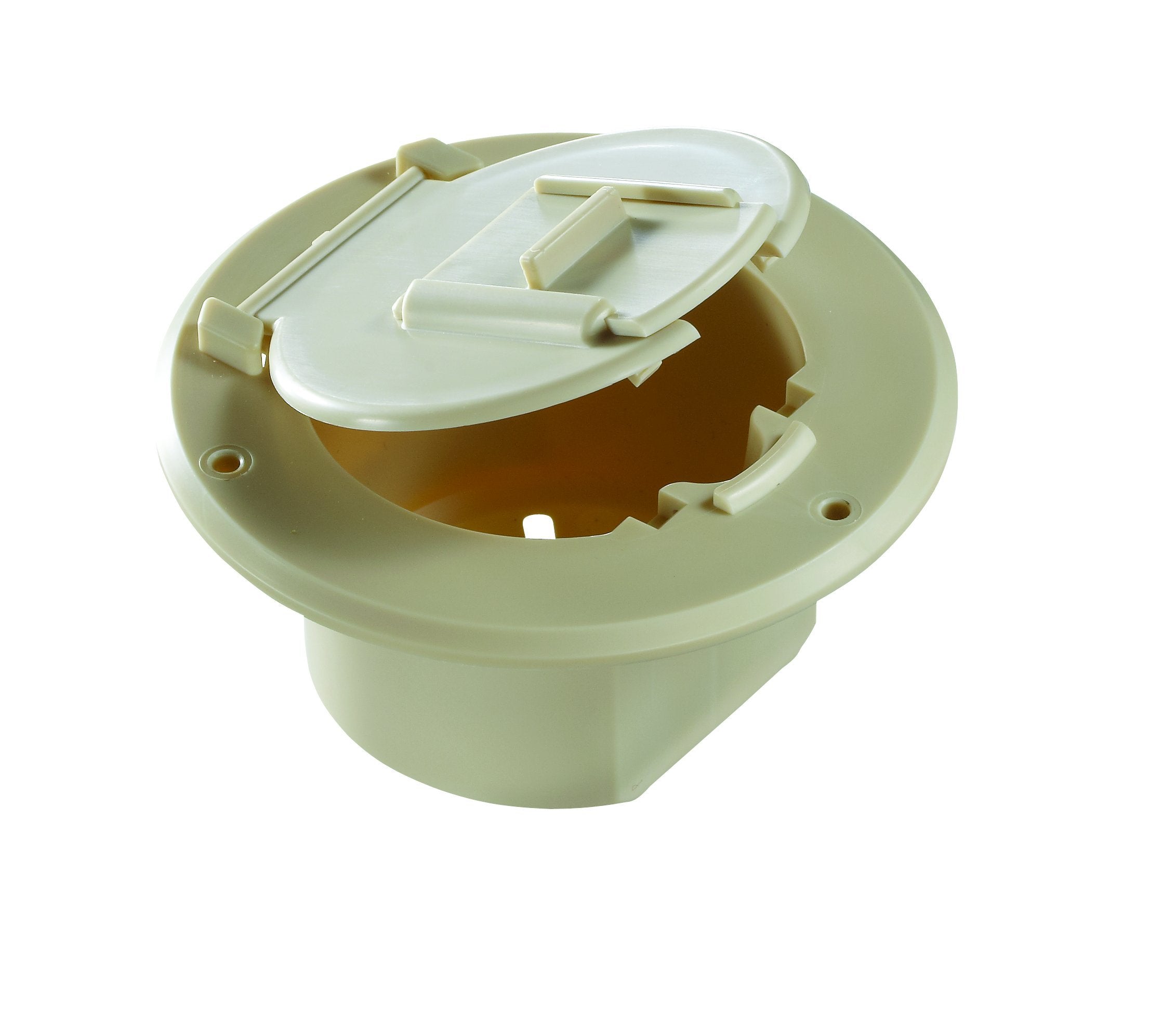 Round Electrical Cable Hatch RV Designer B122, Basic, Replaceable Lid, 4.3 inch Diameter, Colonial White
