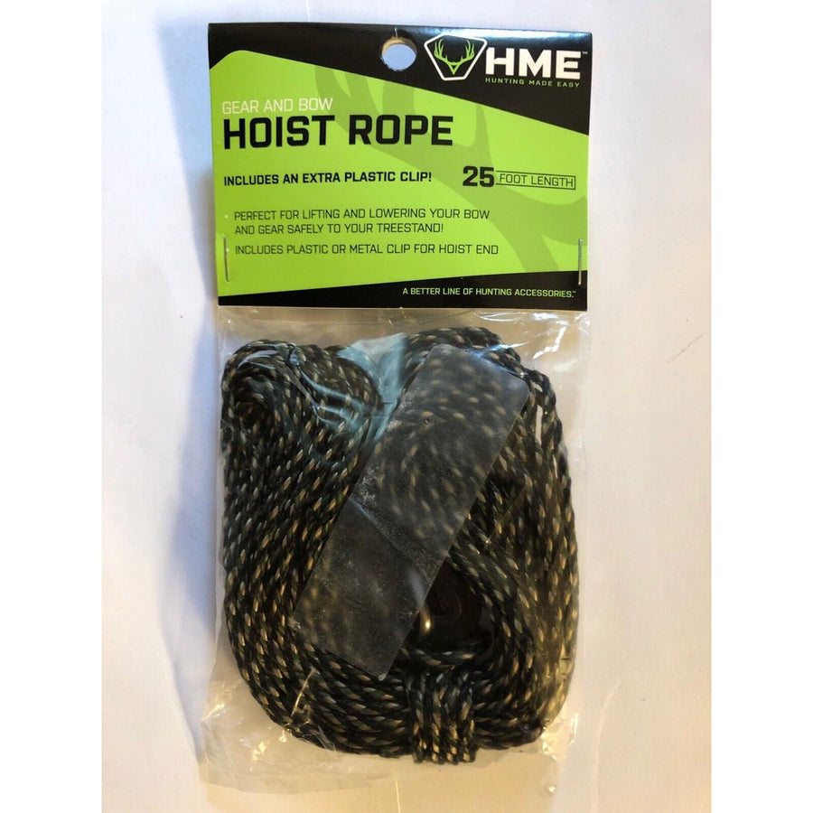 HME Gear & Bow Lift Cord (25FT) - Sturdy Reliable Adjustable Heavy Duty Tri-Color Cord with Two Clips for Lifting Hunting Gear