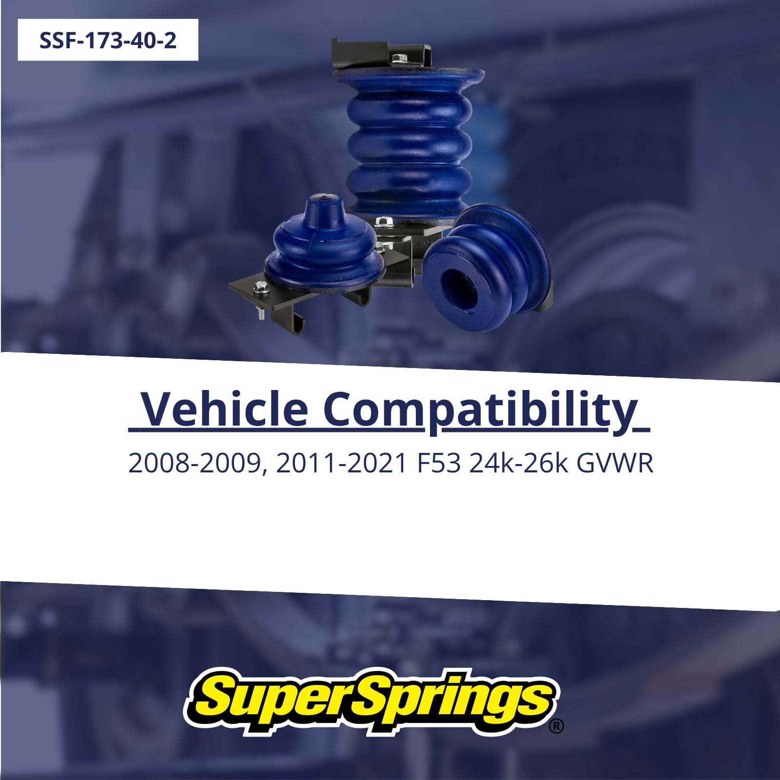 SumoSprings Front Rebel for Ford F-53 | SuperSprings SSF-173-40-2 | Left/Right Pair | 3000 (lb) Capacity at 50% Compression | Made in the USA, blue