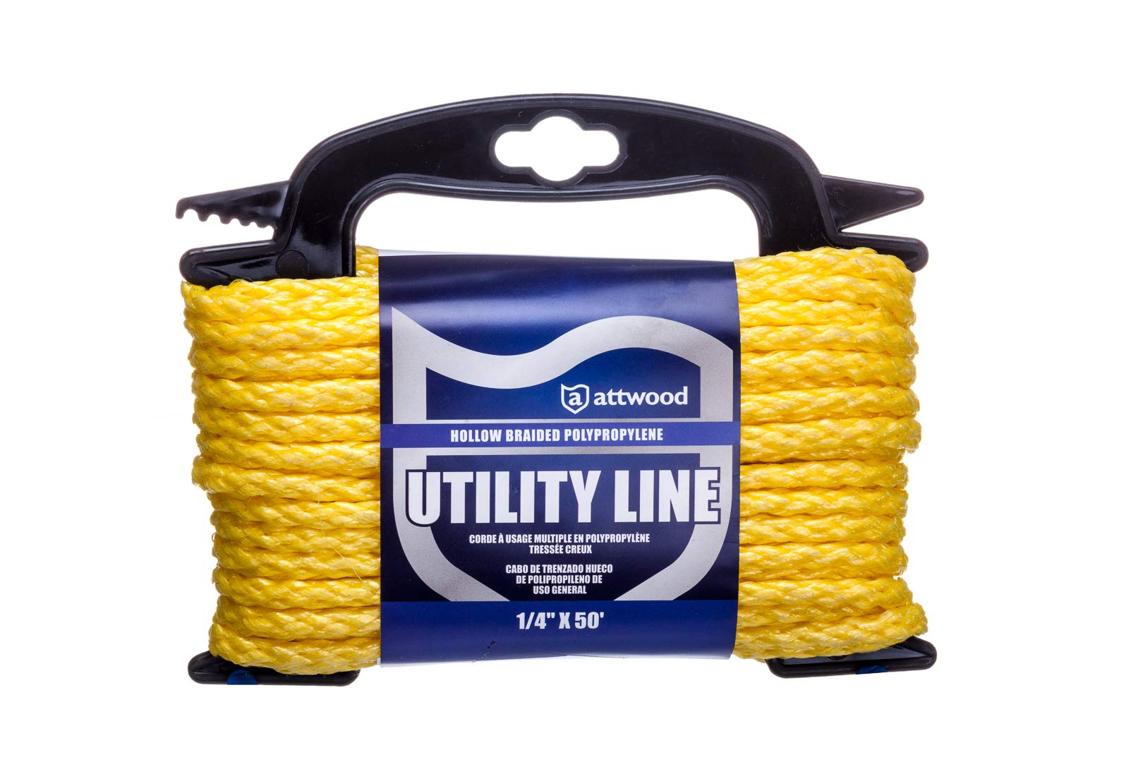 Hollow Braided Polypropylene Utility Line Attwood 11720-2, 1/4-Inch Thickness, 50 Feet Length, Yellow