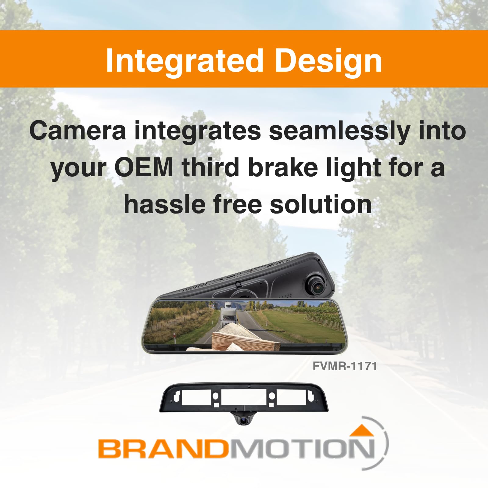 FullVUE Mirror Vision System Brandmotion FVMR-1171 fits 2021-2025 Ram 1500 | Automatic Brightness Adjustment | Anti-Glare Tempered Glass Screen | Provides Clear View with Night Vision