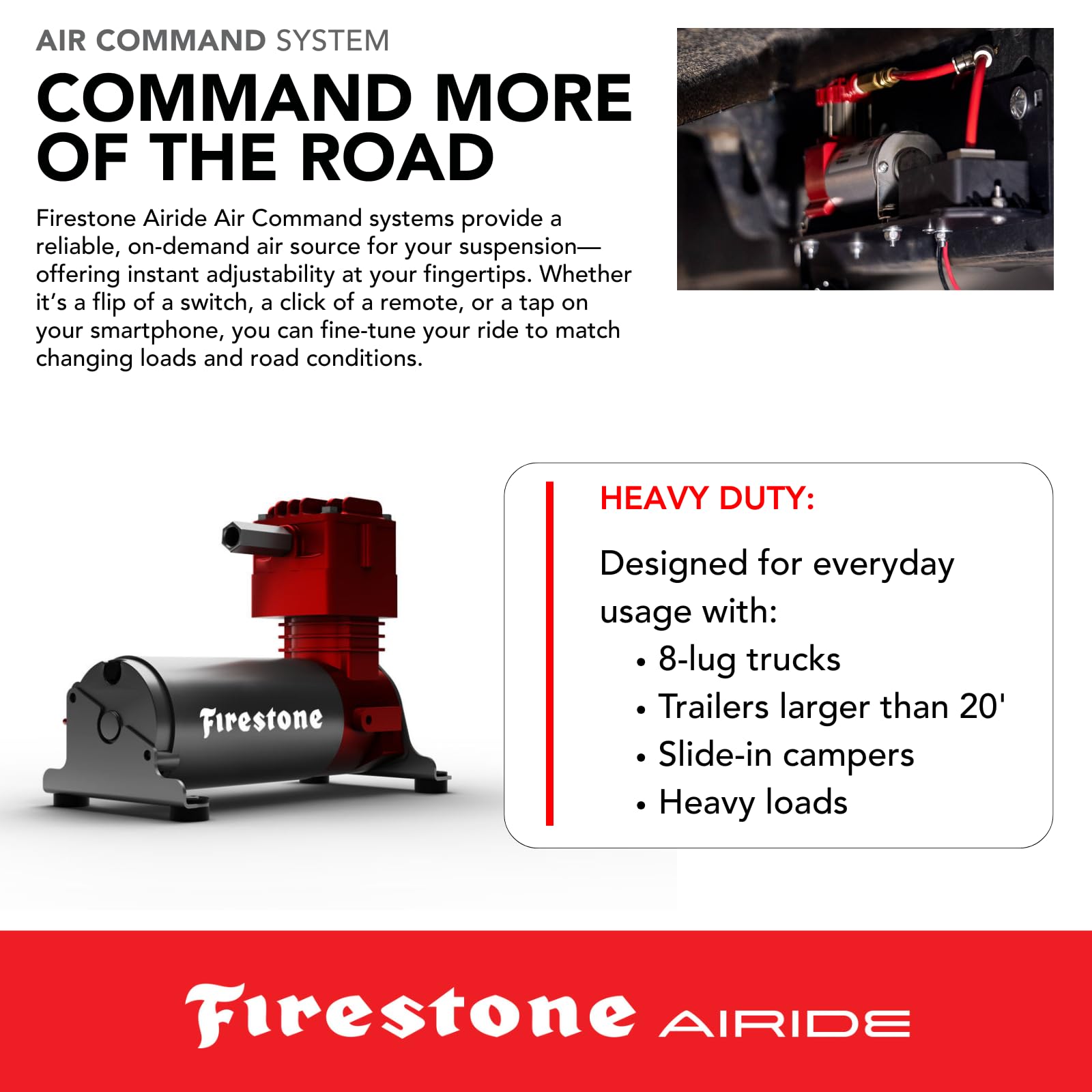 Airide Firestone 2923 Air Command Single Wireless App & Remote Heavy Duty Compressor Kit fits Air Helper Springs (1/4" Tubing) | 150 PSI | Single Path | Easy Installation