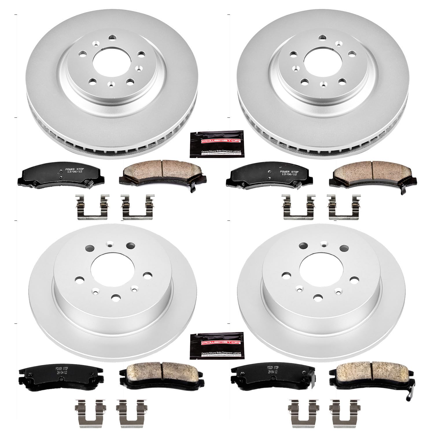 Power Stop Coated Brake Rotor & Ceramic Brake Pads CRK4377- front & rear For Buick Allure 2008-2009 | Buick LaCrosse 2008-2009 [Vehicle Specific]