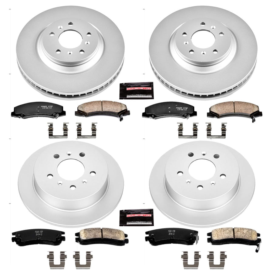 Power Stop Coated Brake Rotor & Ceramic Brake Pads CRK4377- front & rear For Buick Allure 2008-2009 | Buick LaCrosse 2008-2009 [Vehicle Specific]
