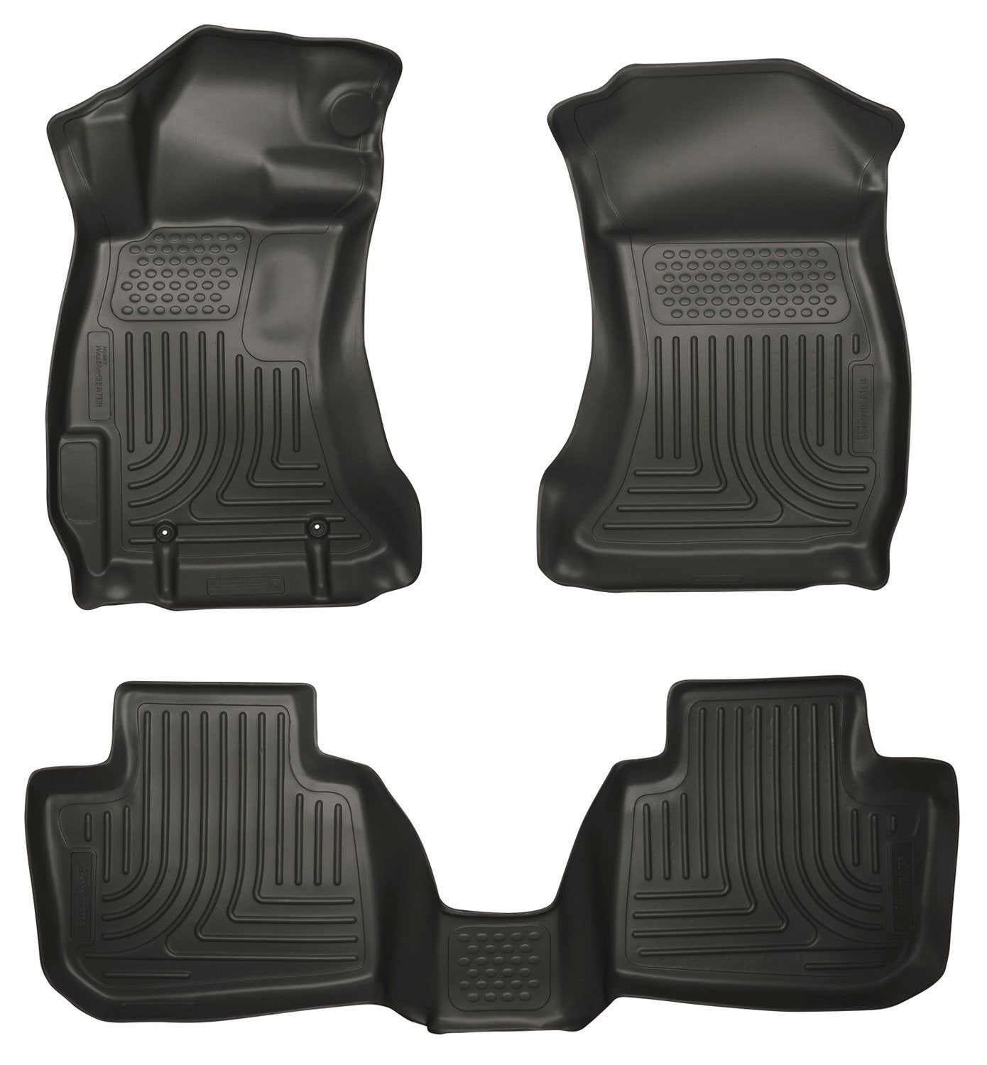 Weatherbeater Husky Liners Floor Mats | Fits 2010-2012 Subaru Legacy & Subaru Outback | Front & 2nd Row, 3-pc Black - 98841
