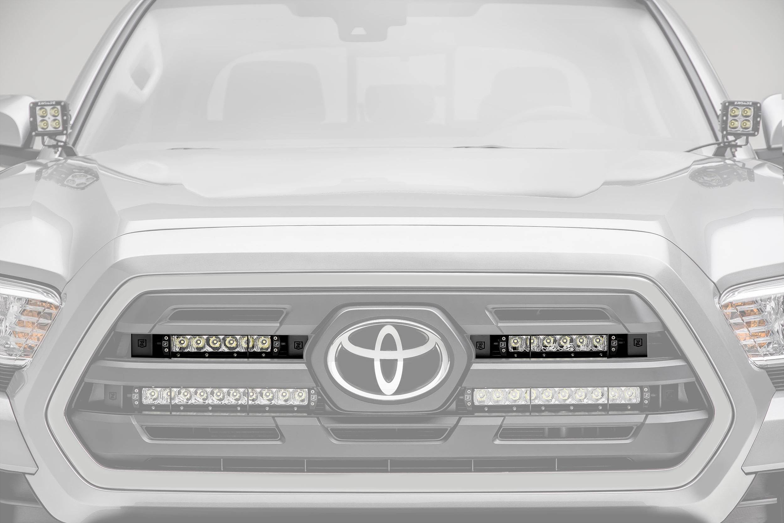 ZROADZ OEM Grille LED Kit 2018-2022 Toyota Tacoma, Including (2) 6 Inch LED Straight Single Row Slim Light Bars - Z419511-KIT