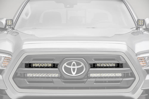 ZROADZ OEM Grille LED Kit 2018-2022 Toyota Tacoma, Including (2) 6 Inch LED Straight Single Row Slim Light Bars - Z419511-KIT