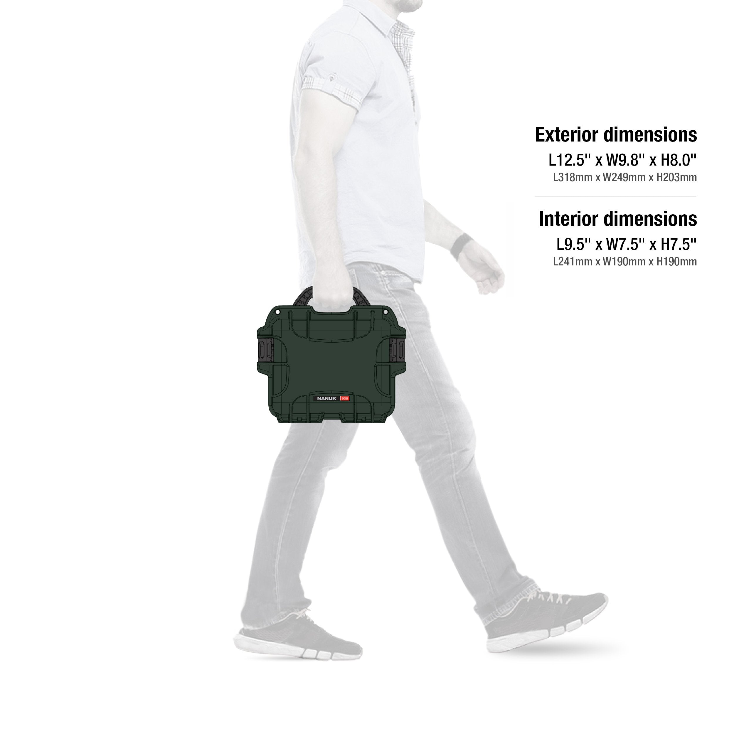 Waterproof Nanuk 908 Hard Case with Padded Dividers - Olive