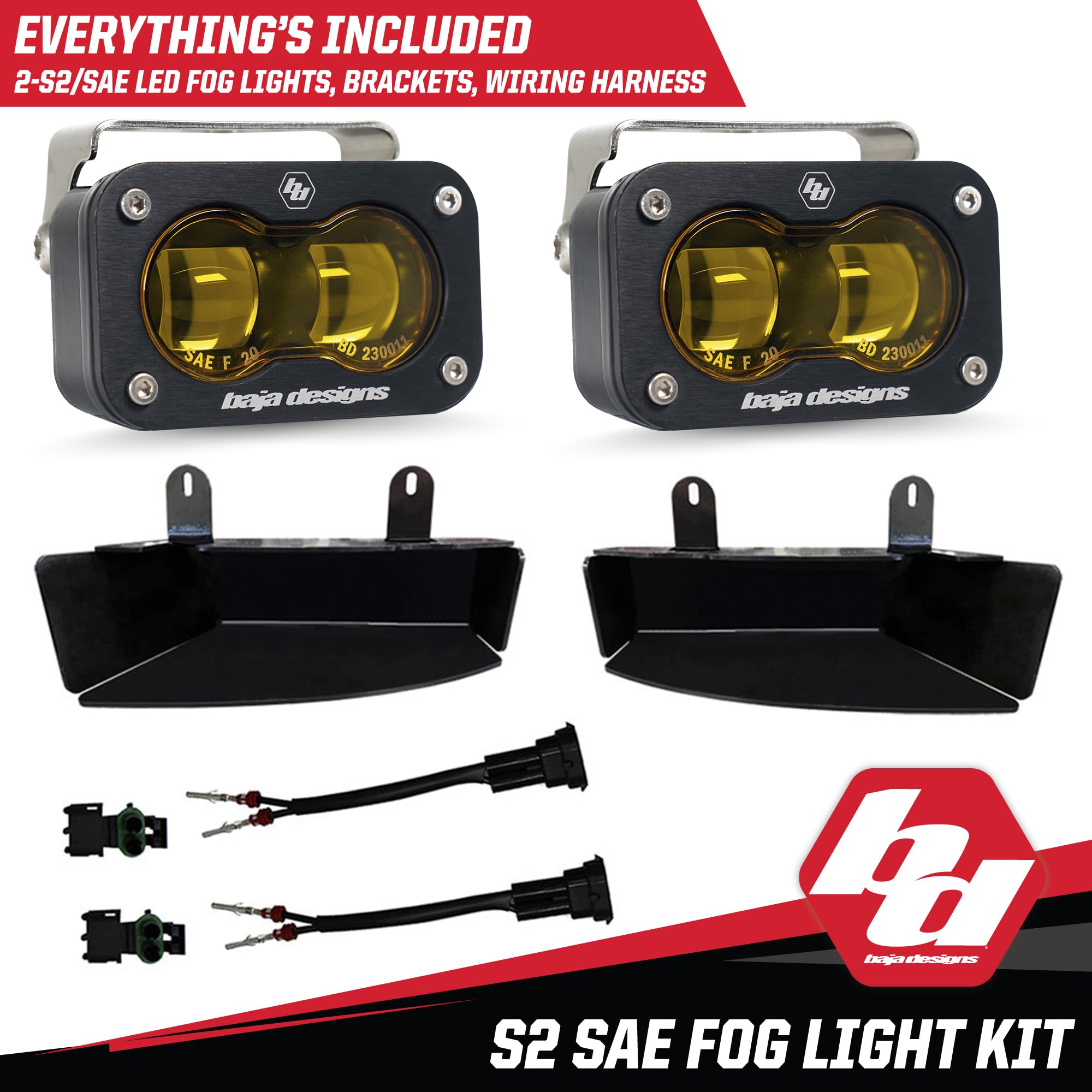 Baja Designs S2 LED Fog Pocket Light Kit for Dodge Ram 2500/3500 2019+ Truck - Amber Lens