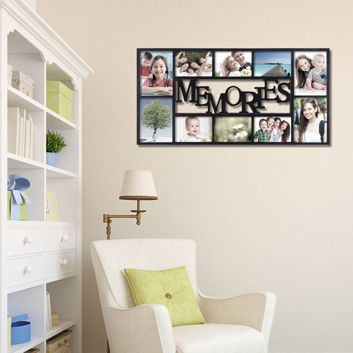 Black Decorative Adeco PF0459 Plastic Memories Wall Hanging Collage Picture Photo Frame, 4 X 6,Black