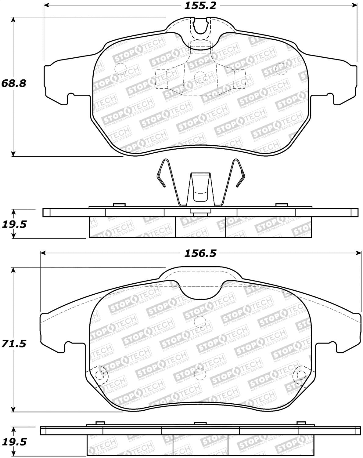 Front StopTech 308.09720 Brake Pads with Shims and Hardware Street