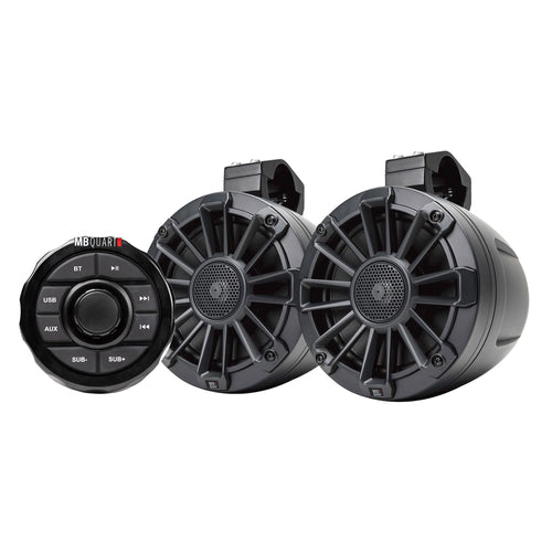 MB Quart 160 Watt Rugged UNI6.1R Universal UTV Tuned Audio Speaker System with Bluetooth Source Unit and 6.5 Inch Speakers with Roll Cage Enclosures