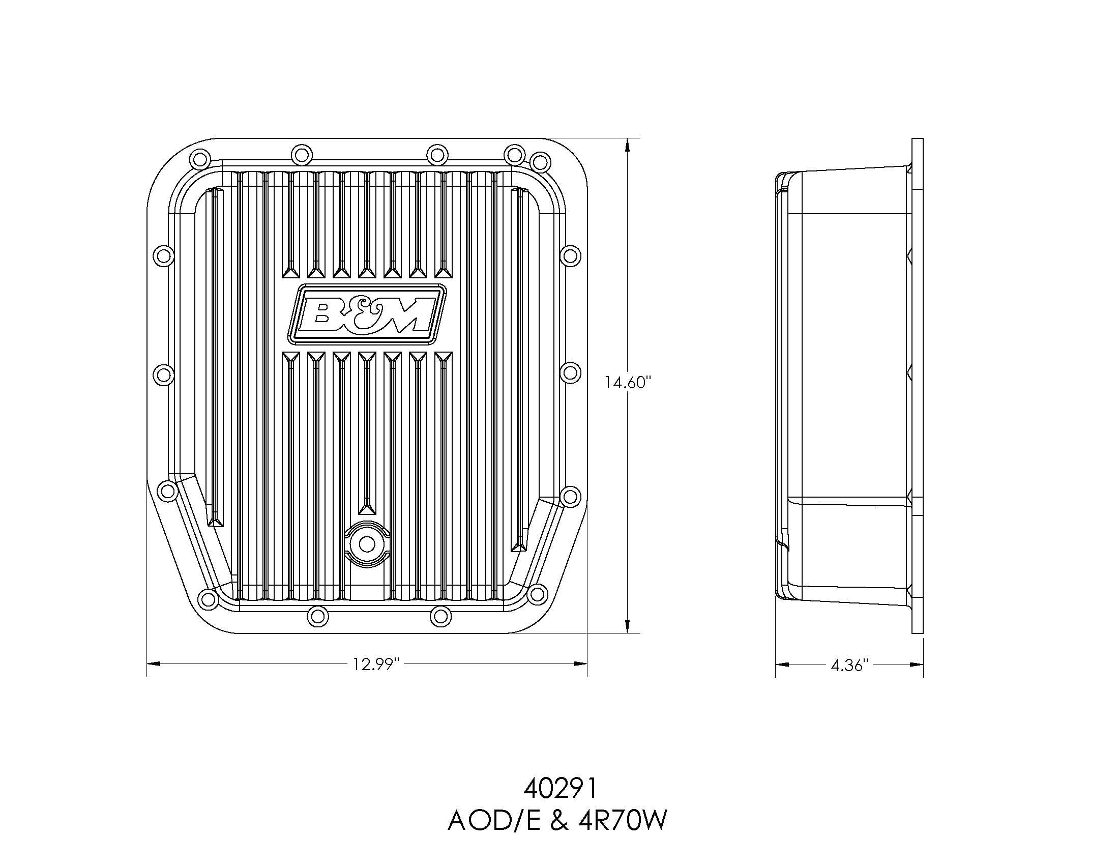 Cast Aluminum B&M 40291 Extra Depth Transmission Pan