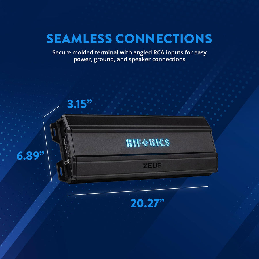 Hifonics Zeus 3,350 Watt Delta Compact Mono Block Nickel Plated Mobile Car Audio Amplifier with Auto Turn On Feature, ZD-3350.1D, Black