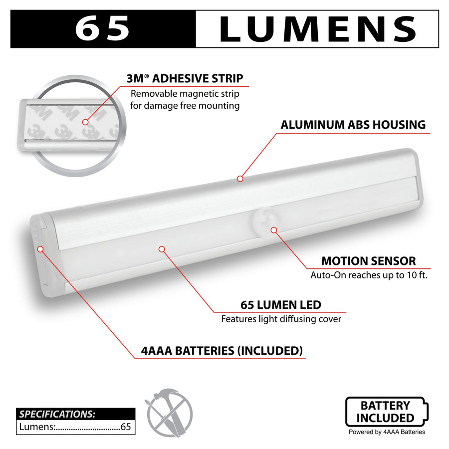 Osram SMD Performance Tool 720 Professional Grade Lifetime Motion Sensor Light with 120 Degree Angle and 65 Lumens, Battery Powered and Easy Mounting