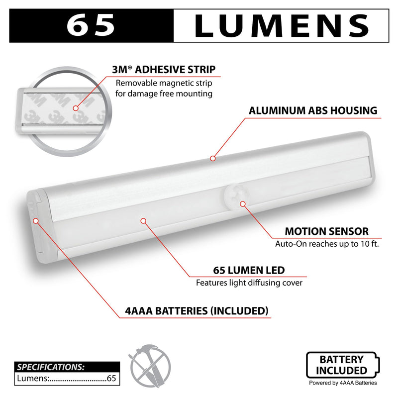 Osram SMD Performance Tool 720 Professional Grade Lifetime Motion Sensor Light with 120 Degree Angle and 65 Lumens, Battery Powered and Easy Mounting