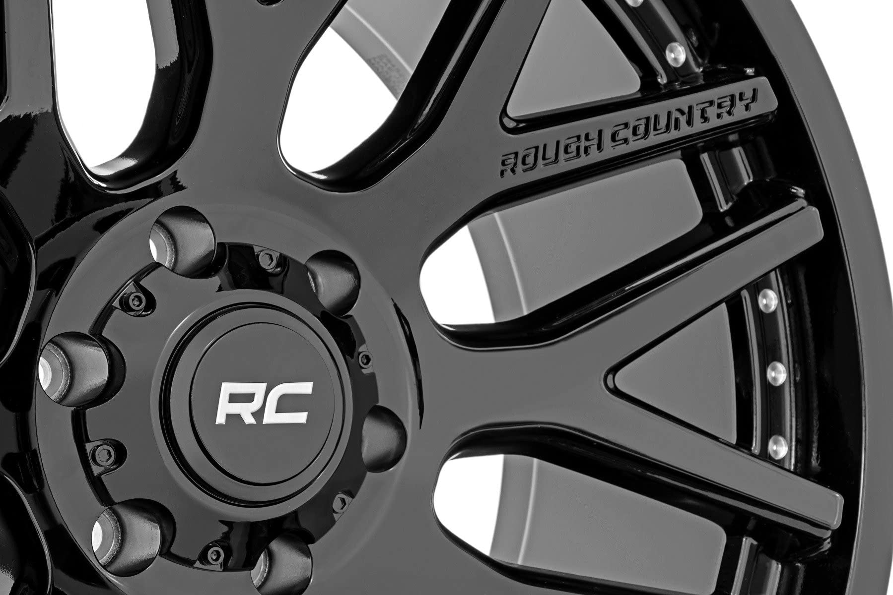 One-Piece Rough Country 95 Series Aluminum Wheel - 20x10, 6x5.5" Bolt Pattern, 25mm Offset for Jeeps, Truck, SUV