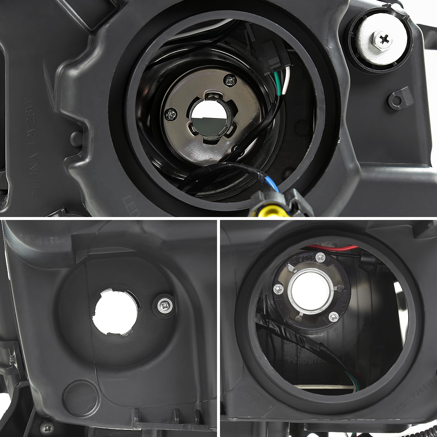 Switchback SPEC-D TUNING Black Sequential Projector Headlights w/LED DRL Light Bar and Startup Animation Compatible with 2010-2016 Cadillac SRX, Left + Right Head Lamps Assembly