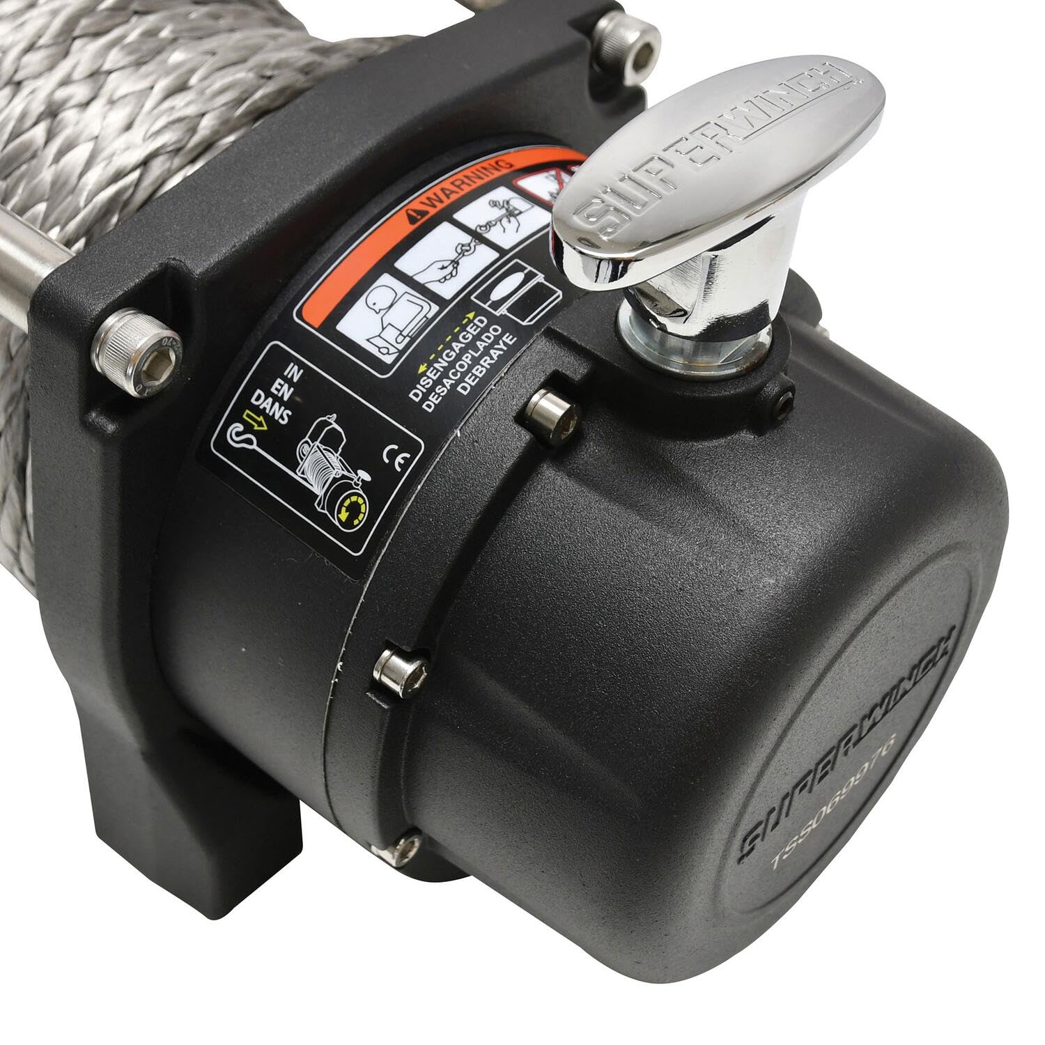 Tiger Shark SUPERWINCH 1595201 Winch with Aluminum Hawse and Synthetic Rope - 9500 lb. Load Capacity, Black