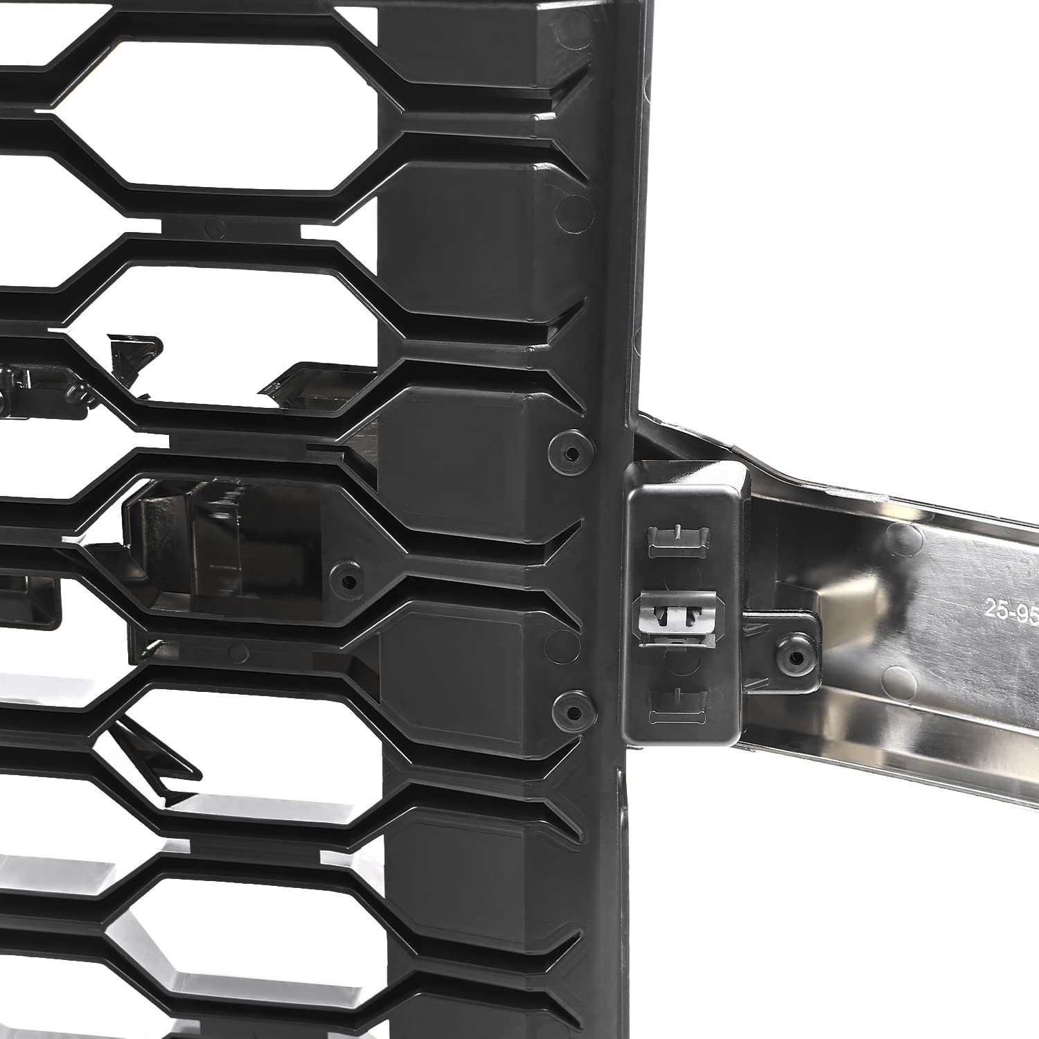Black Honeycomb Front Bumper Hood Grill Grille w/Chrome Trim Spec-D Tuning Compatible with 2019-2022 Chevy Silverado 1500 WT