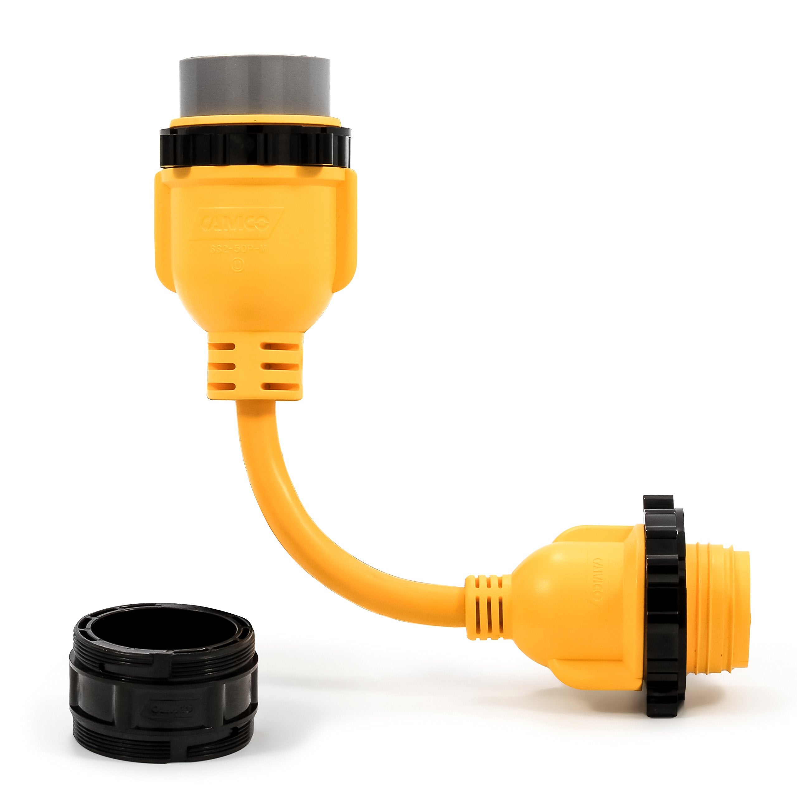 Camco 12" PowerGrip Electrical Adapter - 50 Amp Male Locking End to 30 Amp Female Locking End (55625)