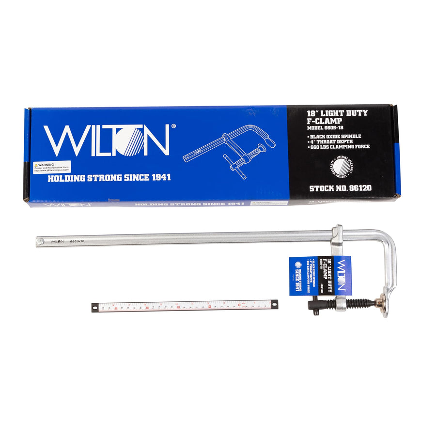 Wilton F-Clamp Light-Duty, 18" Opening, 4" Throat, 660 Lbs. Clamping Force (Model 660S-18)
