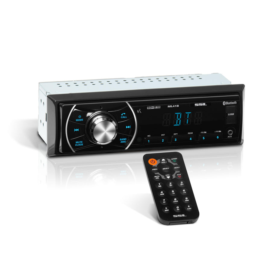 Sound Storm Laboratories ML41B Car Audio Stereo - Bluetooth, Single Din, No CD DVD Player, FM Radio Receiver, USB, AUX Input, Wireless Remote Control