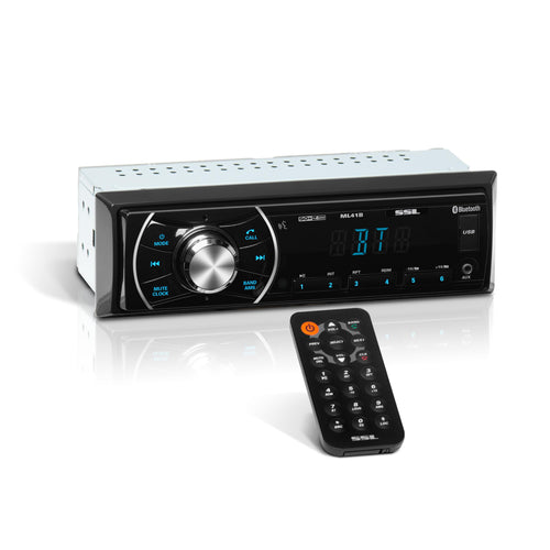 Sound Storm Laboratories ML41B Car Audio Stereo - Bluetooth, Single Din, No CD DVD Player, FM Radio Receiver, USB, AUX Input, Wireless Remote Control