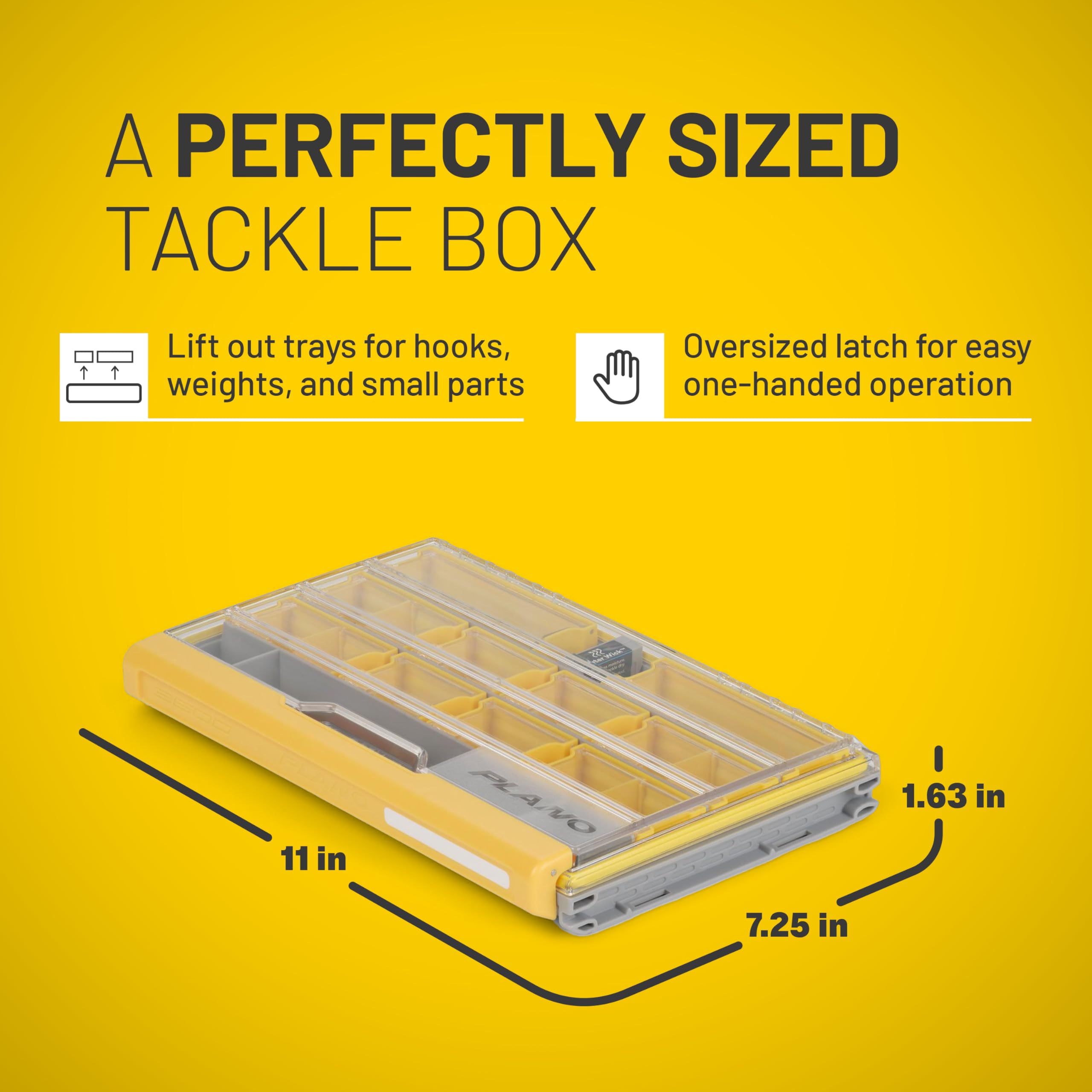 Plano 3600 EDGE Terminal Tackle Storage, Gray and Yellow, Includes 10 Hook Retainers, Rustrictor Rust-Resistant Technology, Waterproof Premium Fishing Utility Box