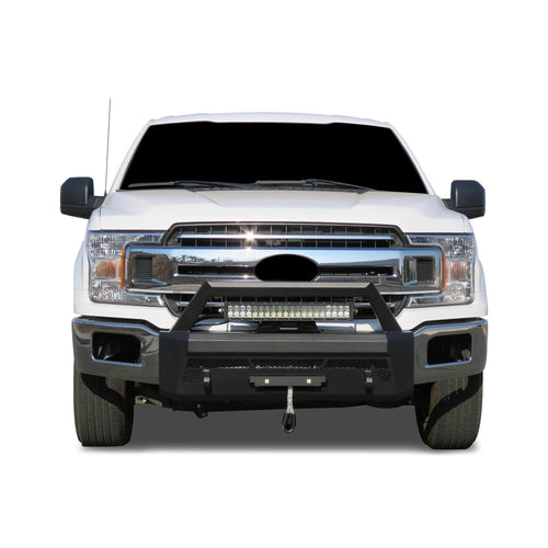 Heavy Duty Black Horse Armour III Front Winch Bumper Kit & Winch Textured Black Compatible with 2018-2020 Ford F-150-AR3HD41-W12