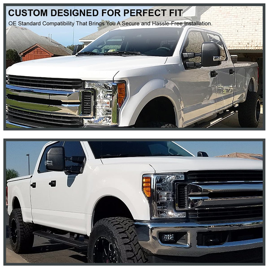 Spec-D Tuning Heated Power Tow Mirrors w/Temperature Sensor + LED Signal Compatible with 2017-2019 Ford F250 F350 F450 Super Duty Left + Right Pair