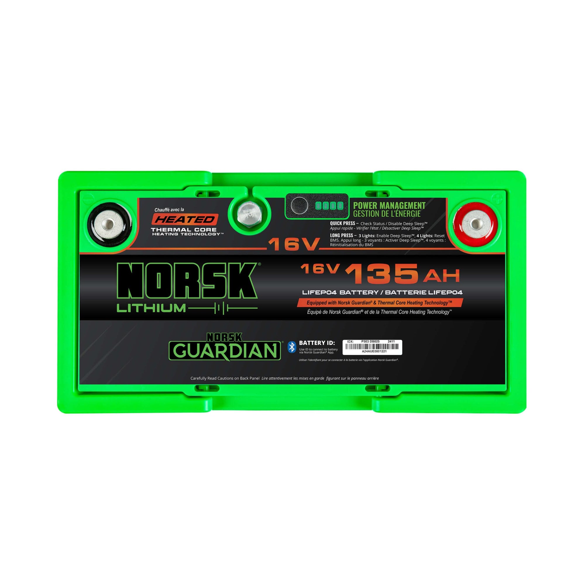 16V Norsk Lithium 135AH Heated LiFePO4 Deep Cycle Battery | Group 31 | Bluetooth | Thermal Core Heating Technology | IP67 Waterproof | Perfect for Marine Electronics
