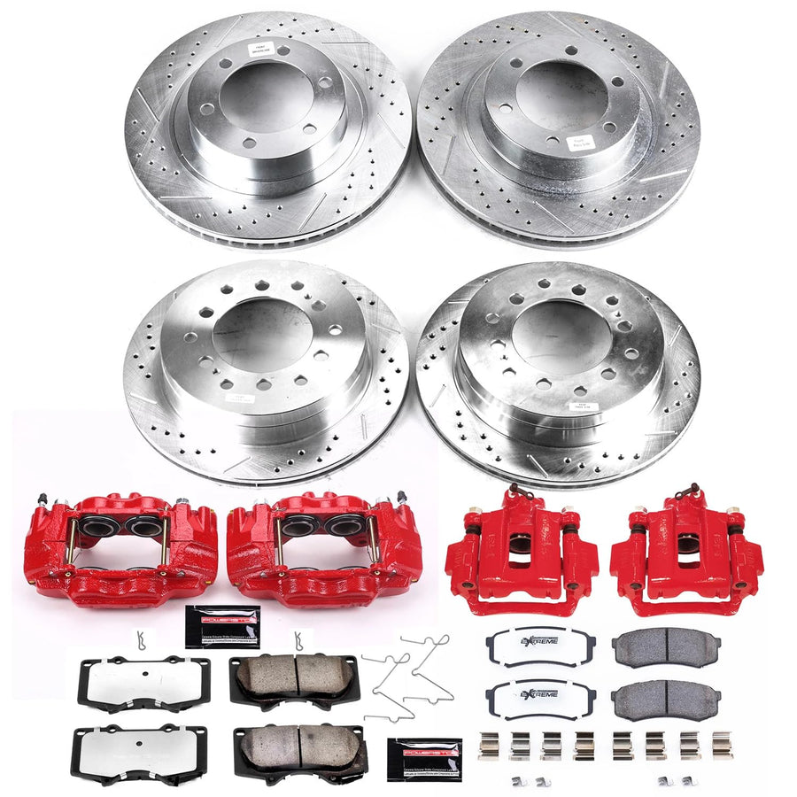 Power Stop Z26 Street Warrior Performance Brake Kit Front and Rear with Powder Coated Calipers For Toyota 4Runner 2003-2009 [Model Specific]