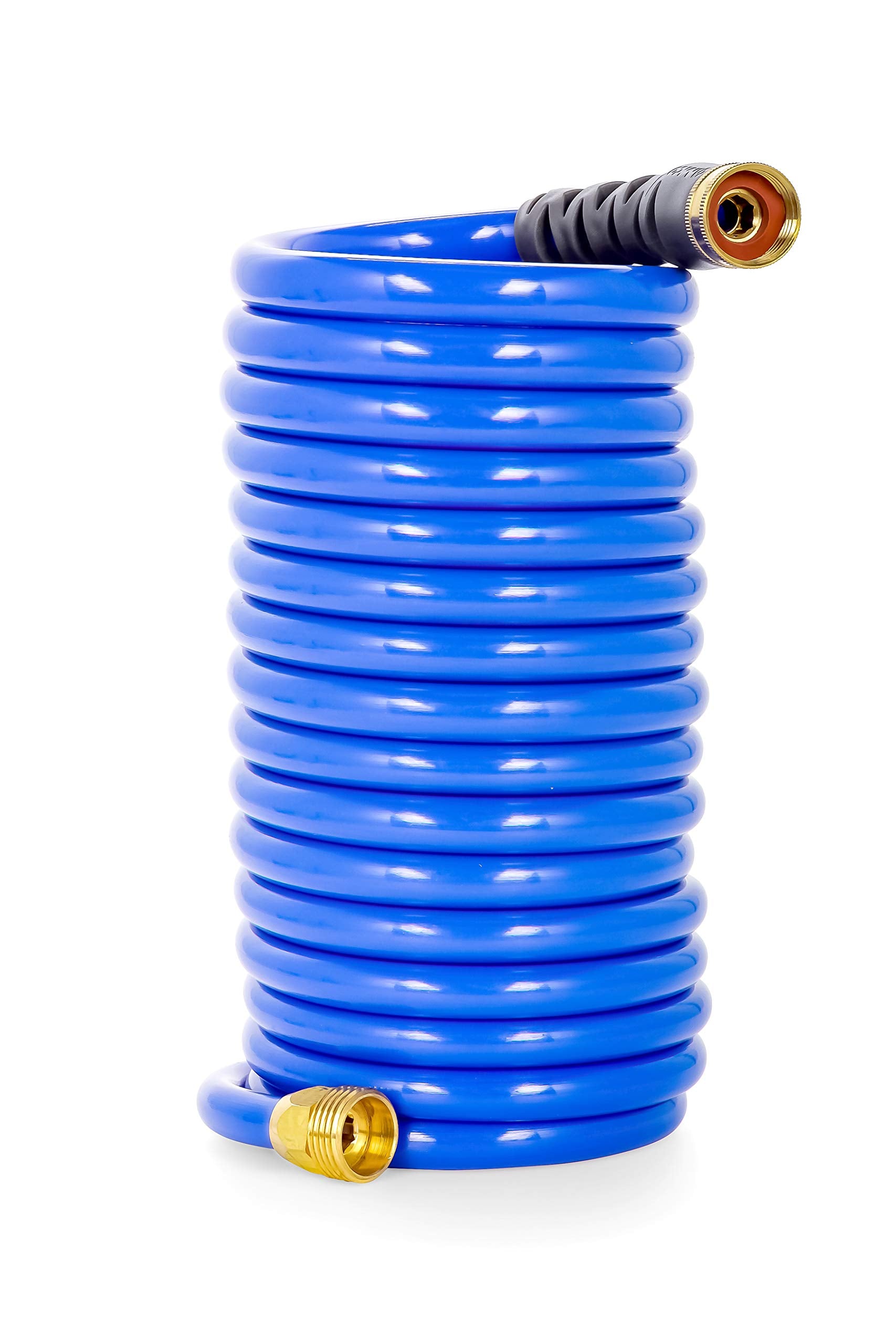 20’ Camco Coiled Water Nozzle with Adjustable Spray Pattern Kit – Hose Design Prevents Kinking and Tangling, for Car Washing and Gardening (41980)