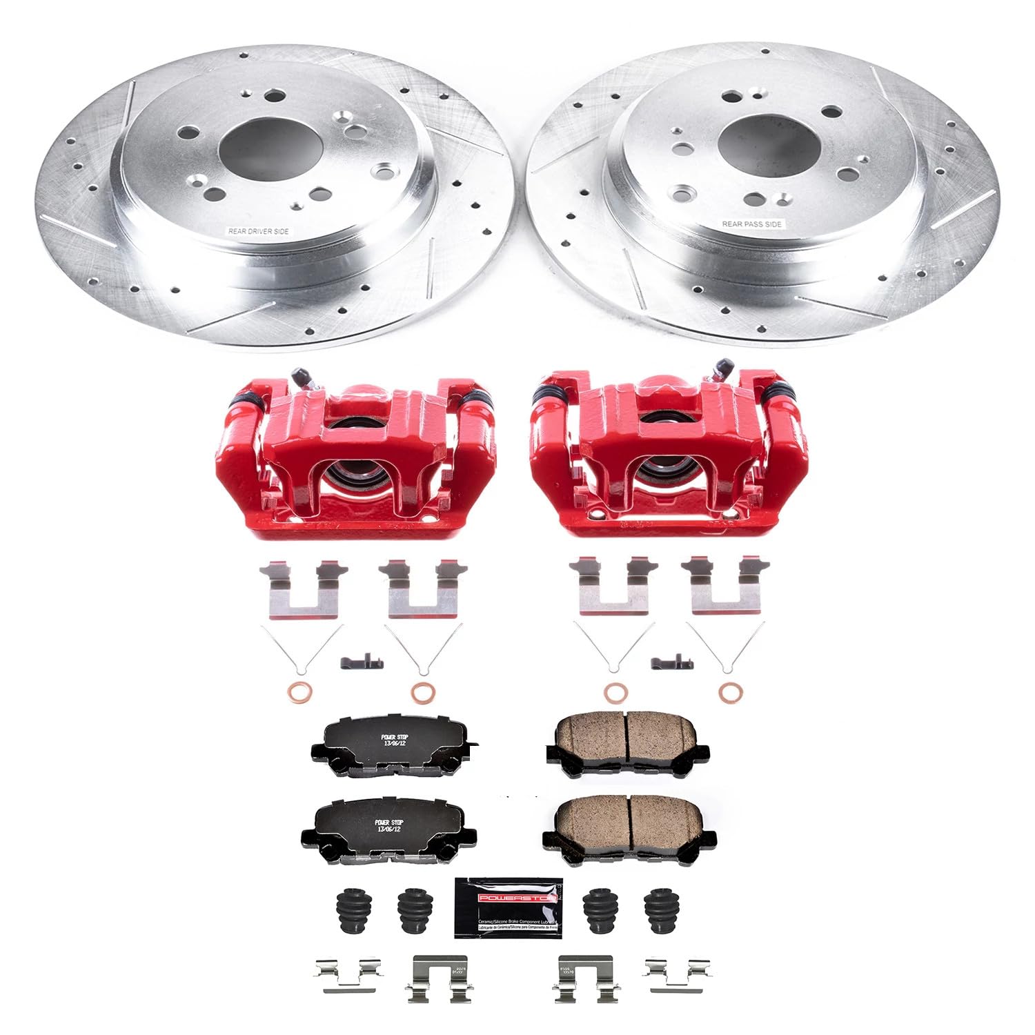 Power Stop Z23 Evolution KC5839 Rear Caliper Kit-Drilled/Slotted Rotors, Carbon Ceramic Brake Pads & Calipers For Honda Pilot 2012-2015 [Model Specific]