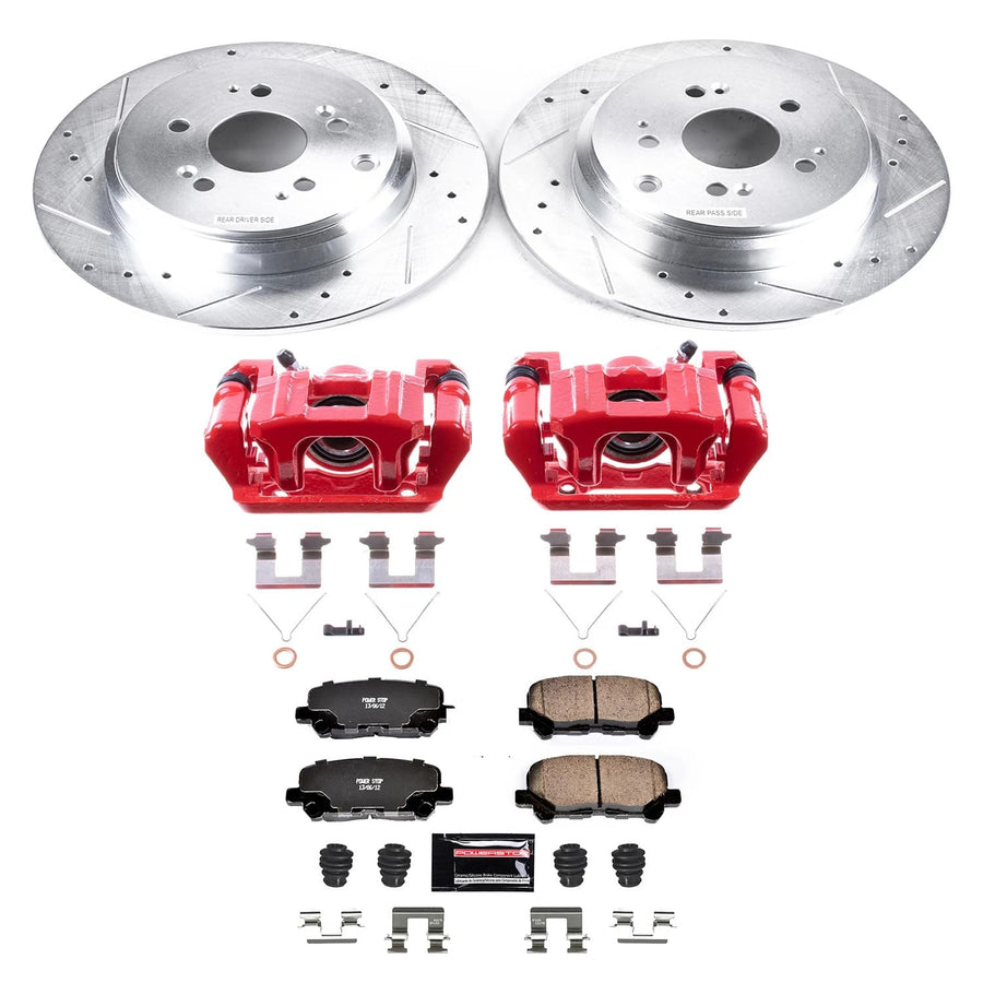 Power Stop Z23 Evolution KC5839 Rear Caliper Kit-Drilled/Slotted Rotors, Carbon Ceramic Brake Pads & Calipers For Honda Pilot 2012-2015 [Model Specific]