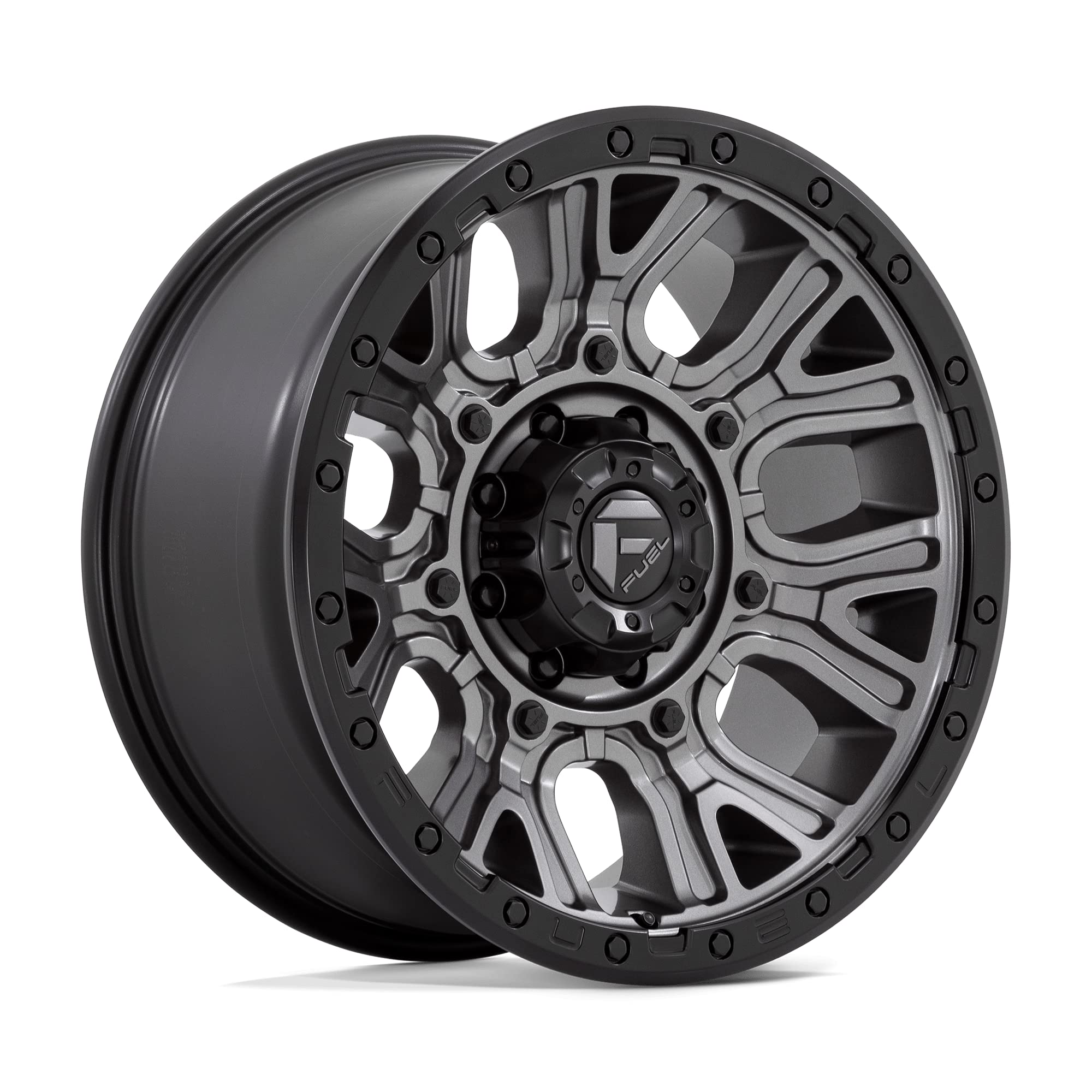 D825 TRACTION FUEL OFF-ROAD 20X9, 8X180, 5.04, 1mm MATTE GUNMETAL WITH BLACK RING - D82520901850