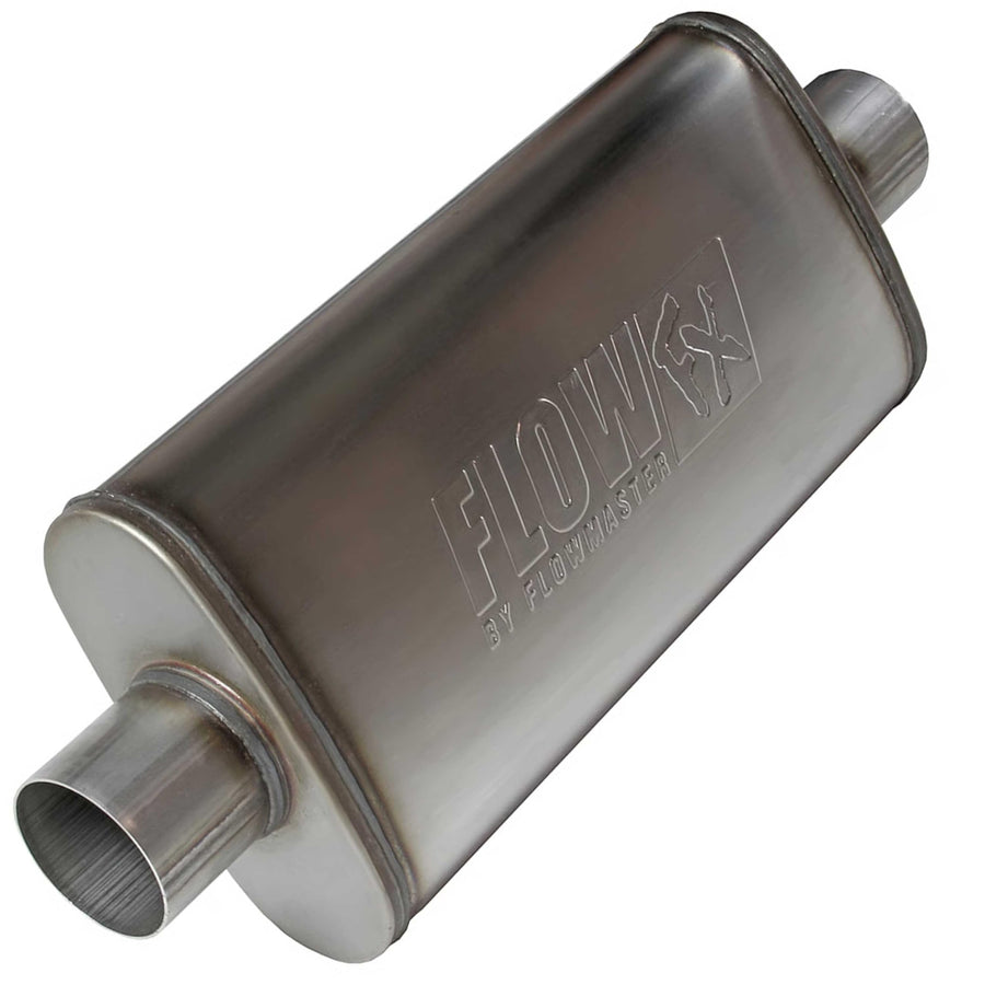 Flowmaster Muffler Flow FX – 3.00” Center In / 3.00” Center Out – Moderate Sound – Stainless Steel – Affordable Performance for Modern Trucks, Muscle Cars & Daily Drivers (71249)