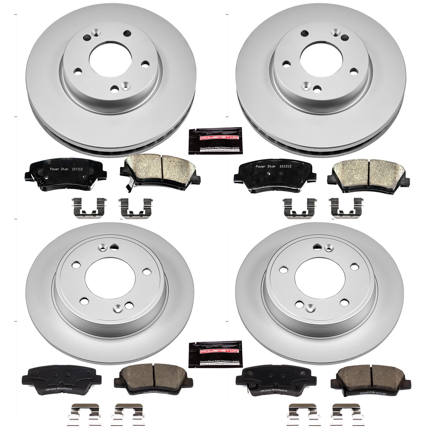 Power Stop Z17 Evolution Geomet Coated Brake Kit For Hyundai Elantra GT, Kia Forte, Kia Forte Koup, Hyundai Veloster, Kia Forte5 [Model Specific] Front and Rear