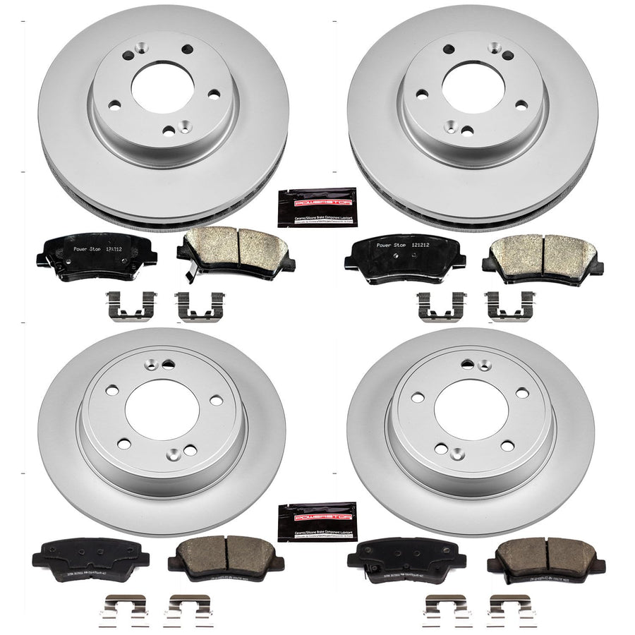 Power Stop Z17 Evolution Geomet Coated Brake Kit For Hyundai Elantra GT, Kia Forte, Kia Forte Koup, Hyundai Veloster, Kia Forte5 [Model Specific] Front and Rear