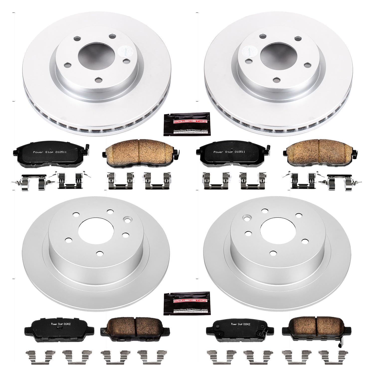 Power Stop Z17 Evolution Geomet Coated Brake Kit Front and Rear For Nissan Sentra 2013-2018 [Model Specific]