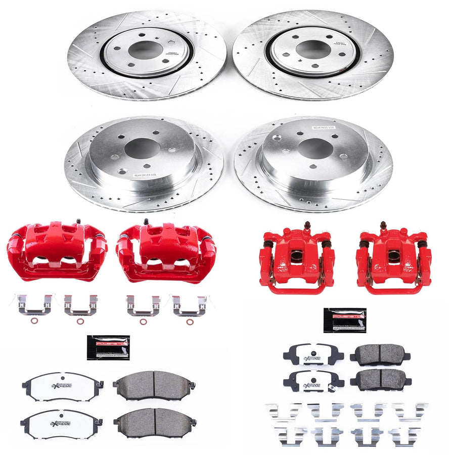 Power Stop Z26 KC4477-26, Street Warrior Front and Rear Brake Caliper Kit-Brake Rotor, Brake Pads & Calipers