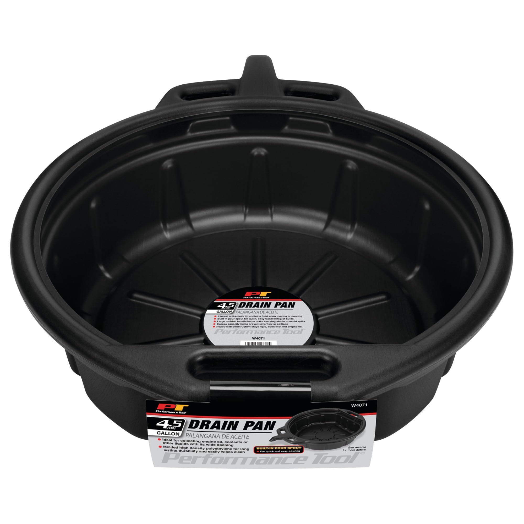 W4071 Performance Tool Black Oil Drain Pan (4.5 gallon)