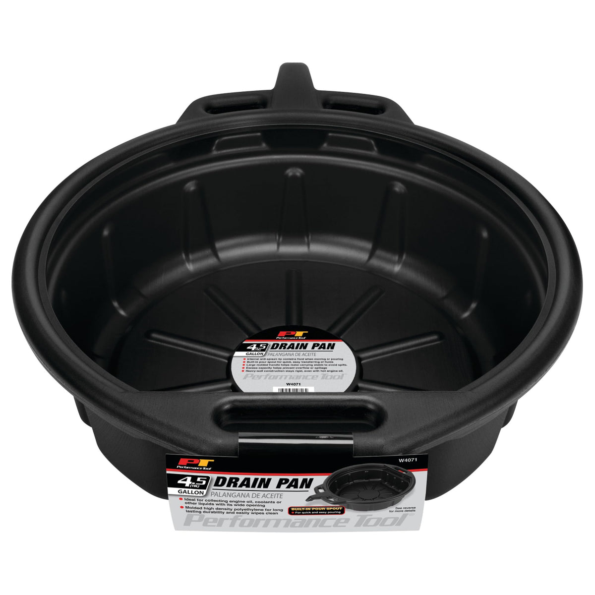 W4071 Performance Tool Black Oil Drain Pan (4.5 gallon)