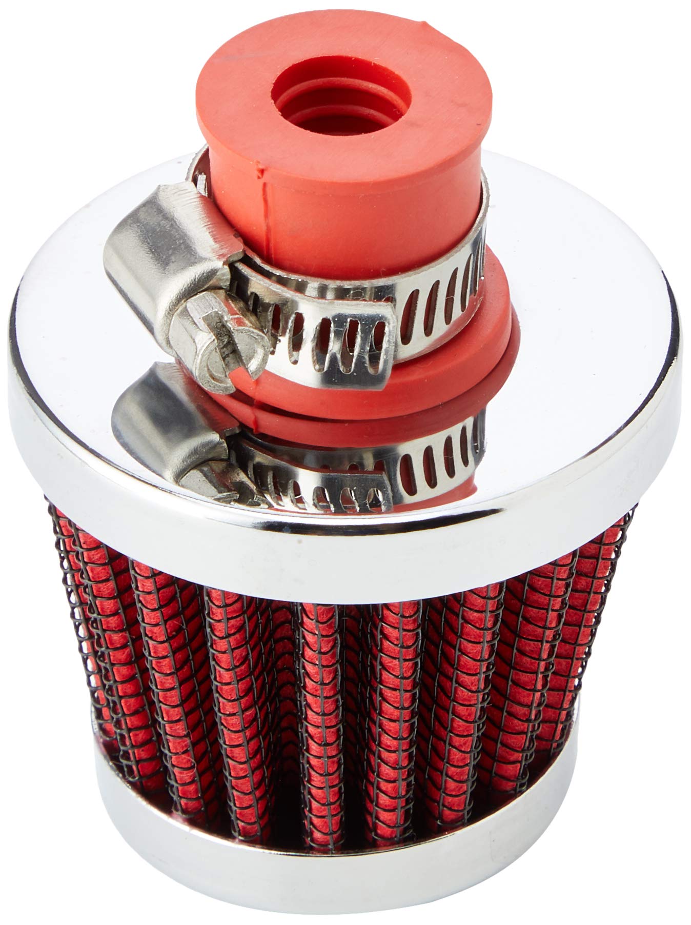 K&N Air Filter / Breather Vent: Washable and Resuable: 0.375 in/0.5 in (10 mm/13 mm) Flange ID; 1.75 in (44 mm) Height; 2 in (51 mm) Base; 1.5 in (38 mm) Top, Red , 62-1600RD