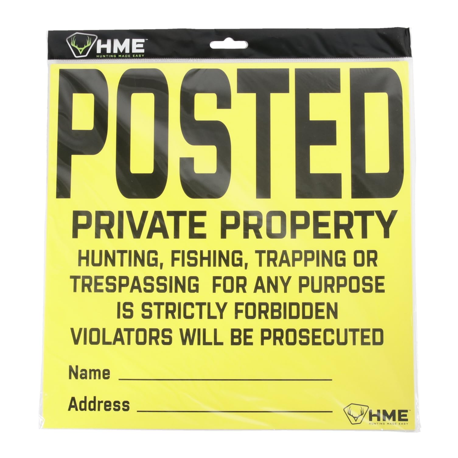 HME No Tear Durable Vinyl 11' x 11' Protecting Posted Private Property Signs - 12 Sheets Per Pack, Clear Straightforward Message