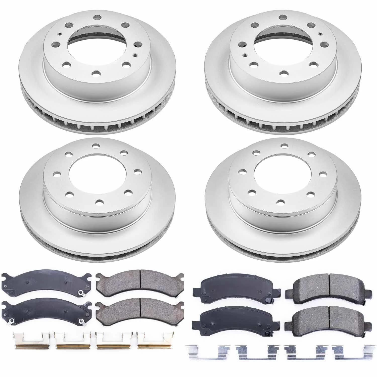 Power Stop CRK2025 Brake Rotor & Coated Ceramic Brake Pads- front & rear For Chevrolet Express 2500 2003-2020, GMC Savana 2500 2003-2020 [Model Specific]