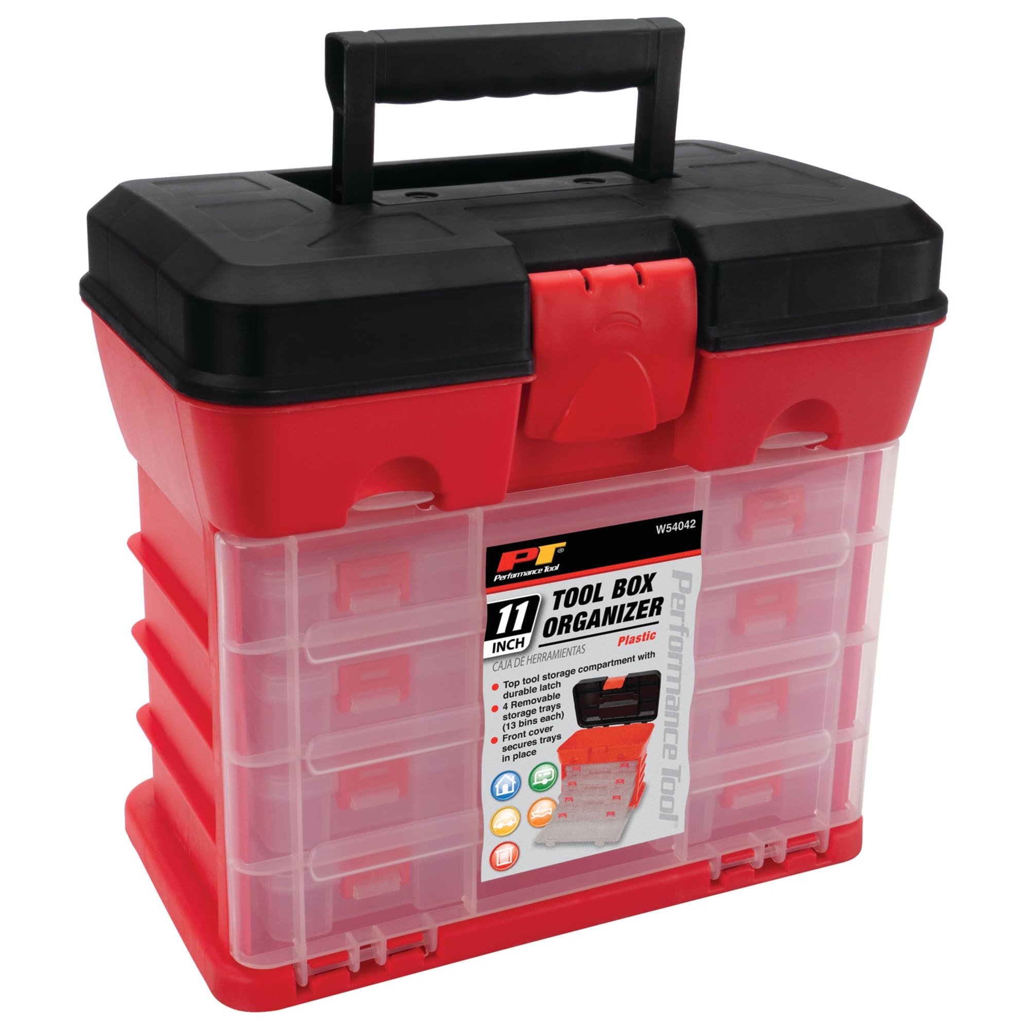 W54042 Performance Tool Plastic Rack System Tool Box with 4 Organizers